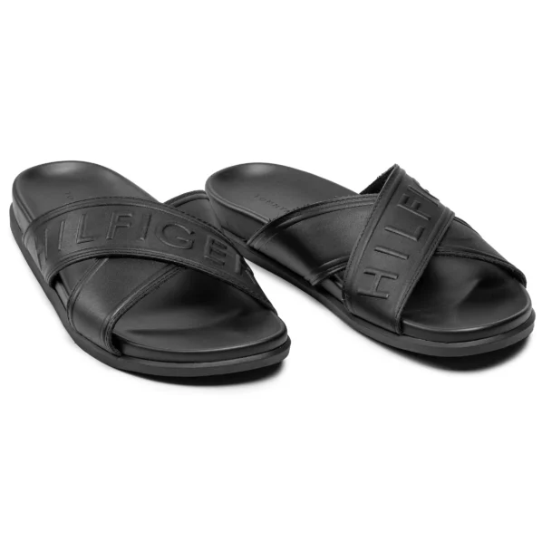 Tommy Hilfiger Sandal | Elevated Embossed Sandal | Black