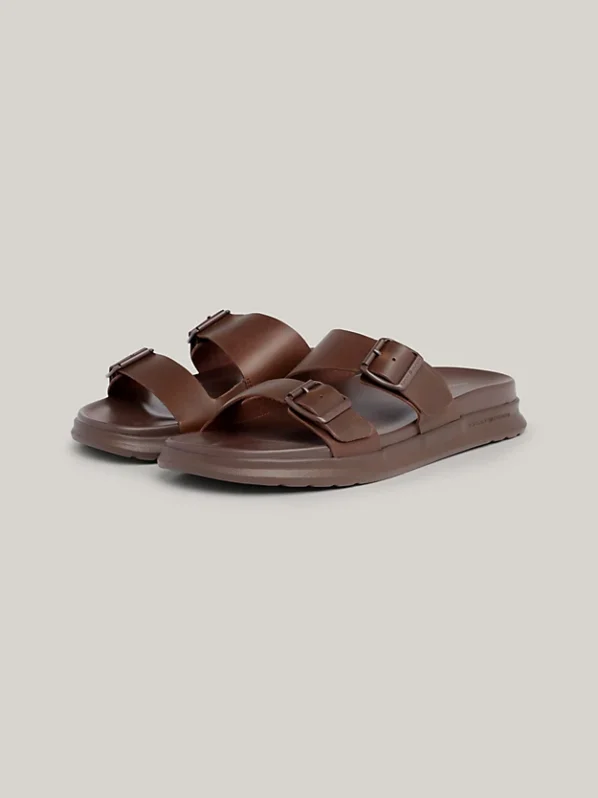 Tommy Hilfiger Sandal | Leather Buckle Sandal | Cocoa