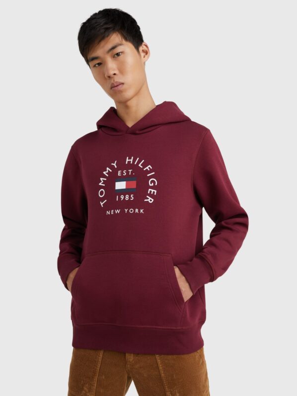 Tommy Hilfiger Hættetrøje | Flag Arch Hoody | Deep Rouge