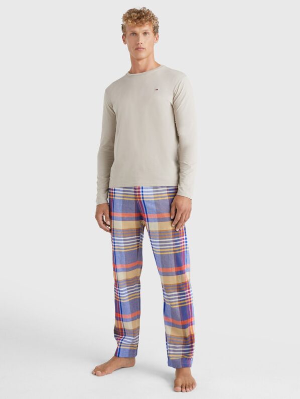 Tommy Hilfiger Pyjamas | LS Pant Flannel Tee Set | Stone/Multichecks