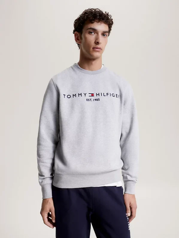 Tommy Hilfiger Sweatshirt | Tommy Logo Sweatshirt | Light Grey Heather