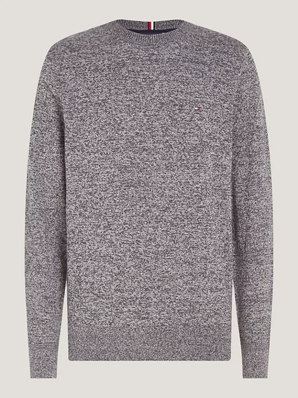Pima Cashmere Striktrøje | Tommy Hilfiger - Cashmere Cream/Black Jaspe Mouline