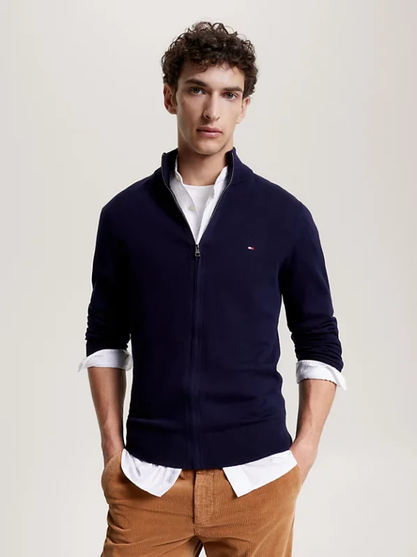 Tommy Hilfiger Strik Cardigan m. Lynlås | Pima Cotton Cashmere Zip Thru
