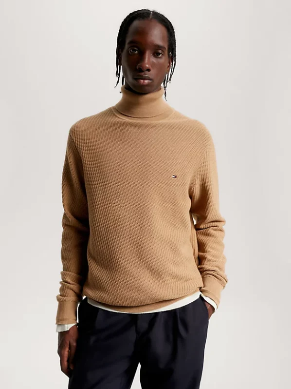 Tommy Hilfiger Strik m. Rullekrave | Rectangular Structure Roll Neck