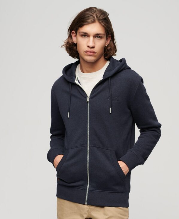 Superdry Hættetrøje m. Lynlås | Essential Logo Zip Hoodie | Rich Navy Marl