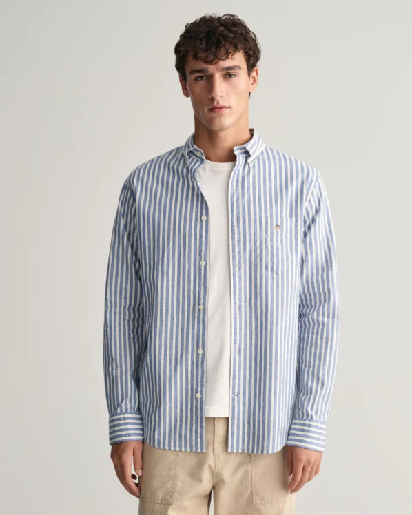 Gant Hørbomuld Skjorte | Reg Cotton Linen Stripe Shirt