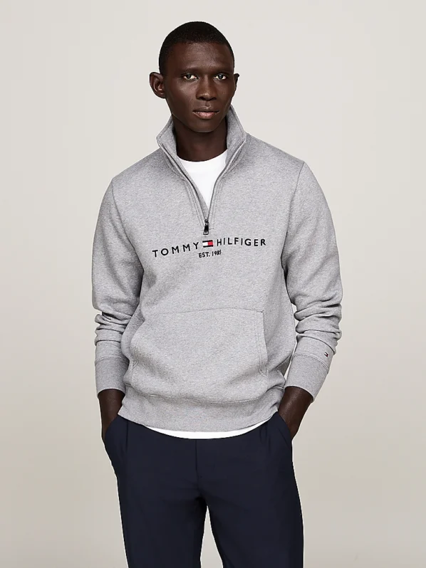 Tommy Hilfiger Sweatshirt m. Kvart Lynlås | Tommy Logo Mockneck