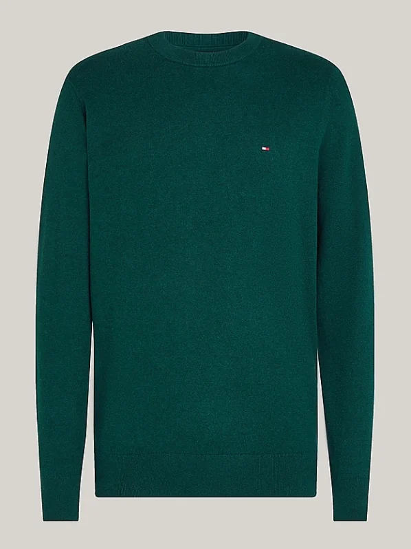 Pima Cashmere Striktrøje | Tommy Hilfiger - Ornamental Green Heather