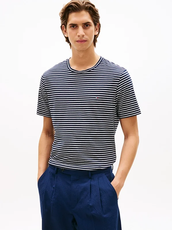 Stribet Flagbroderi T-shirt
