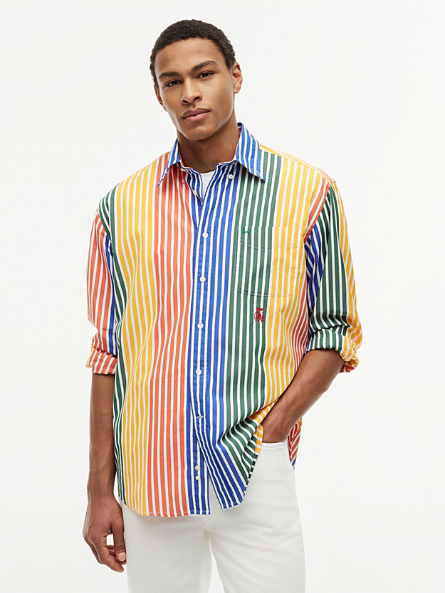 Relaxed Fit Flerfarvet Stribet Poplin Skjorte