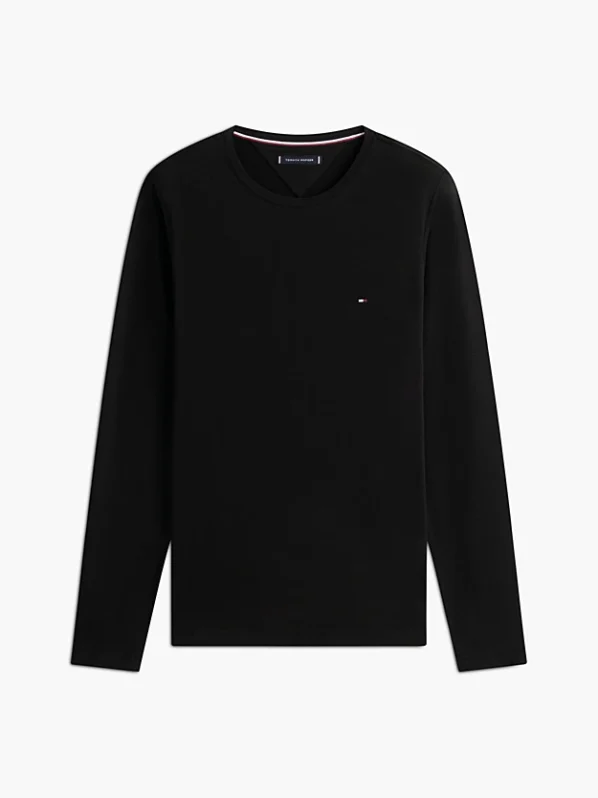 Slim Fit Langærmede T-Shirt | Tommy Hilfiger - Black