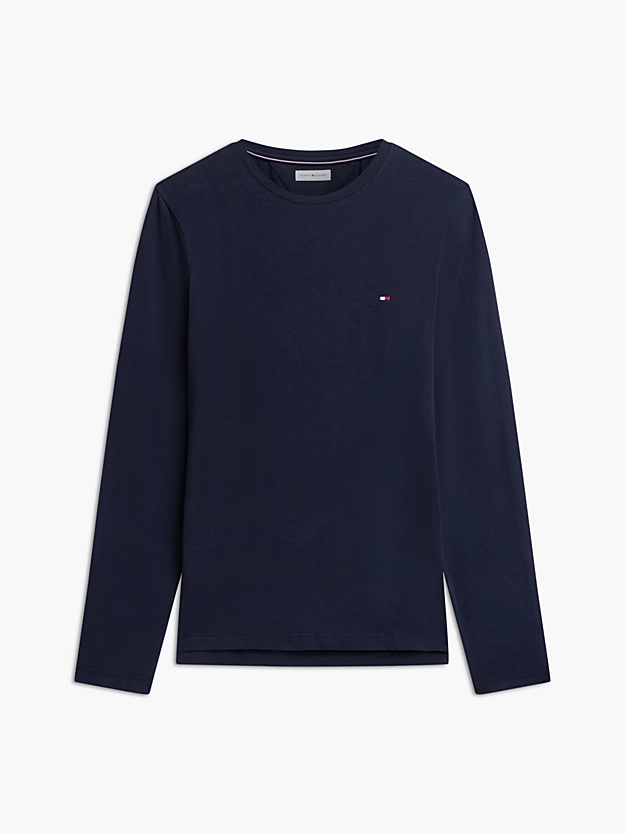 Slim Fit Lang&aelig;rmede T-Shirt | Tommy Hilfiger - Navy Blue