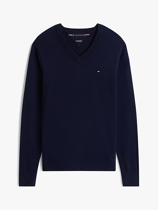 Cashmere V-Hals Striktr&oslash;je | Tommy Hilfiger - Navy Blue