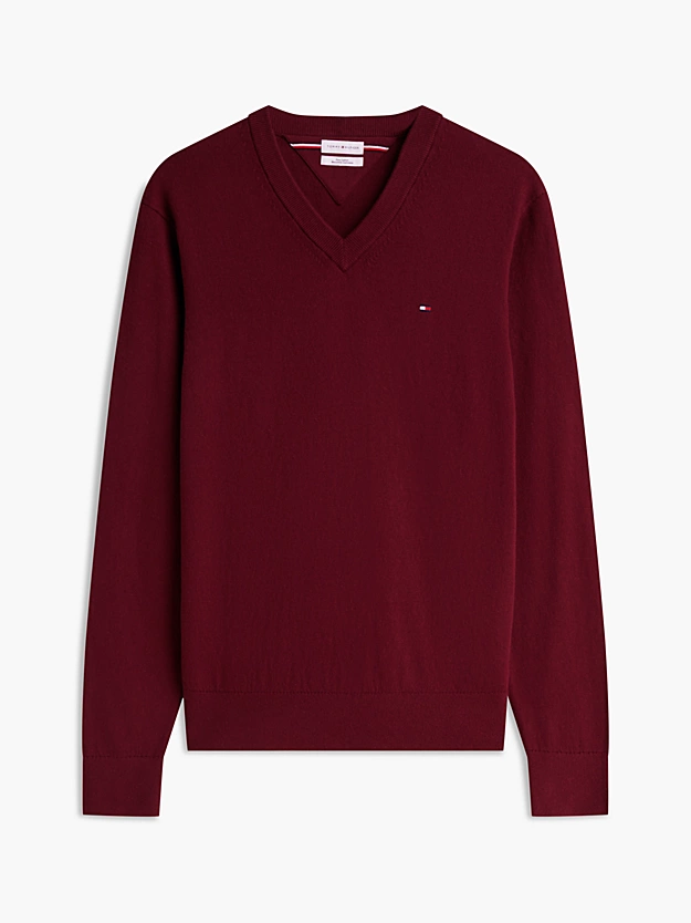 Cashmere V-Hals Striktr&oslash;je | Tommy Hilfiger - Burgundy