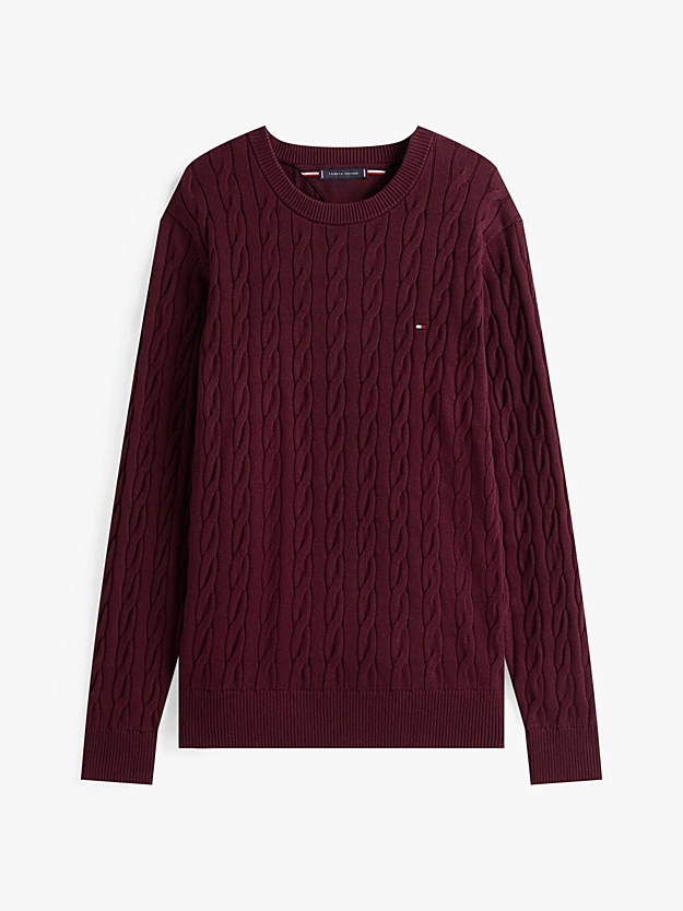 Kabelstriktr&oslash;je | Tommy Hilfiger - Deep Burgundy